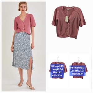 BNWTT Monsoon Half Sleeve Plain Cardigan in Sustainable Cotton Pink Size…